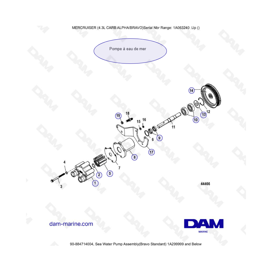 MERCRUISER 4.3L CARB (ALPHA BRAVO) - Sea water pump assembly (bravo)