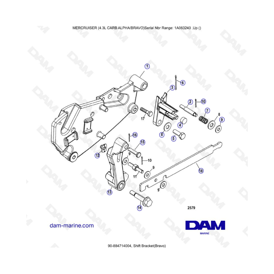 MERCRUISER 4.3L CARB (ALPHA BRAVO) - shift bracket (bravo)