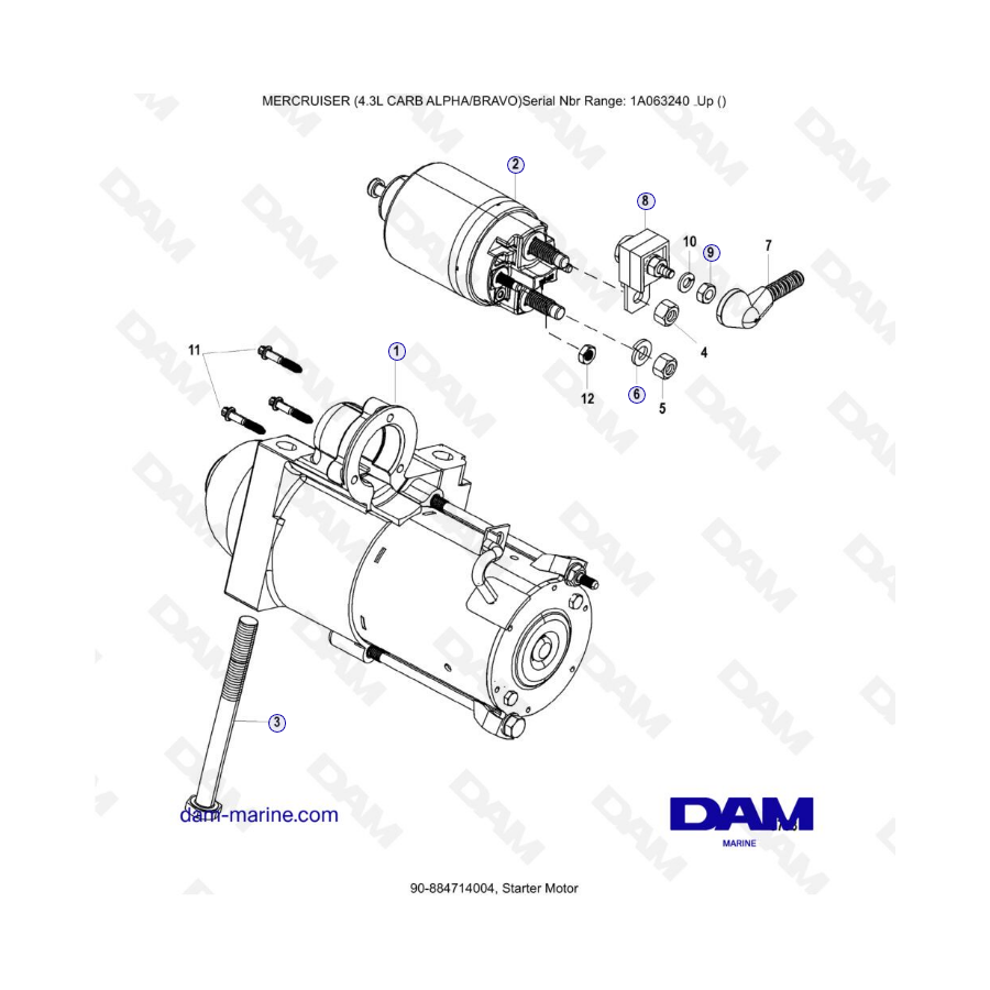 MERCRUISER 4.3L CARB (ALPHA BRAVO) - Motor de arranque