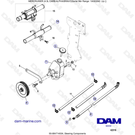 MERCRUISER 4.3L CARB (ALPHA BRAVO) - Steering components - DAM Marine