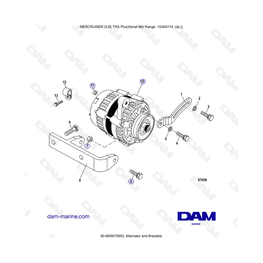 MERCRUISER 3.0L TKS - Alternador y soportes