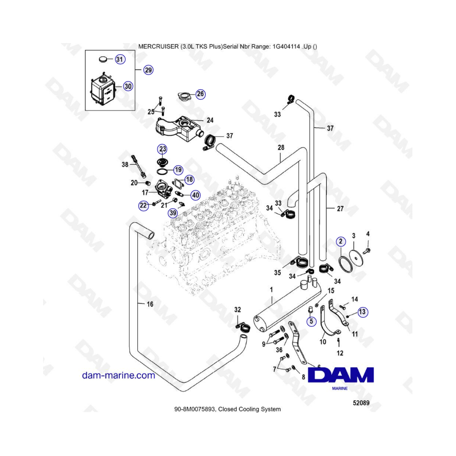 MERCRUISER 3.0L TKS - Closed cooling system