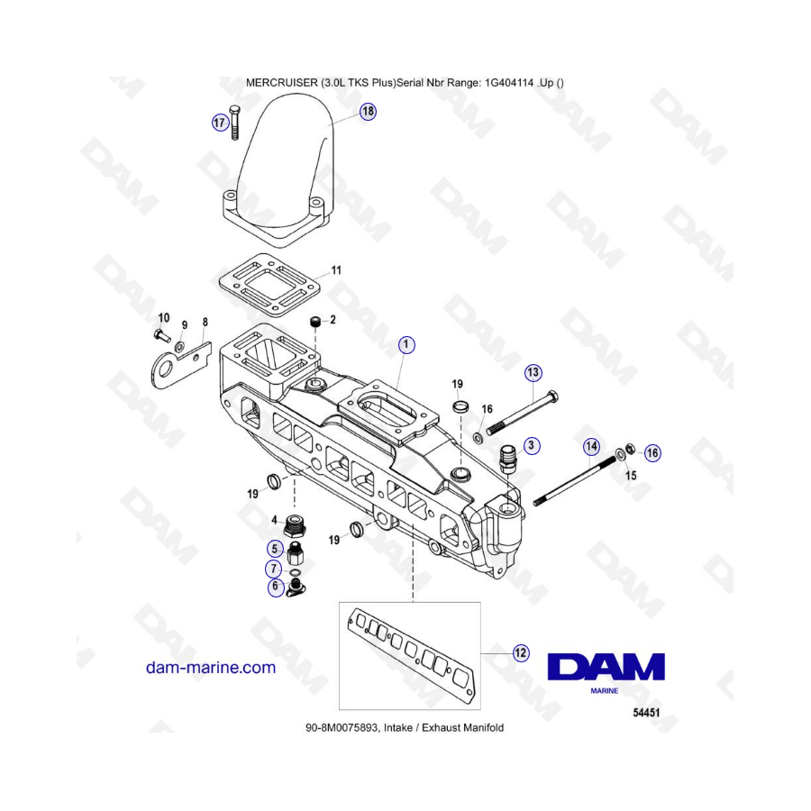 MERCRUISER 3.0L TKS - Múltiple de admisión / escape