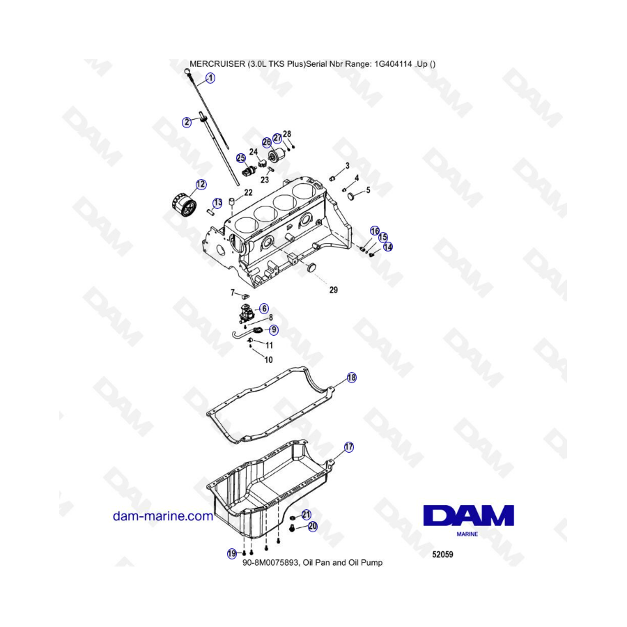 MERCRUISER 3.0L TKS - Cárter de aceite y bomba de aceite