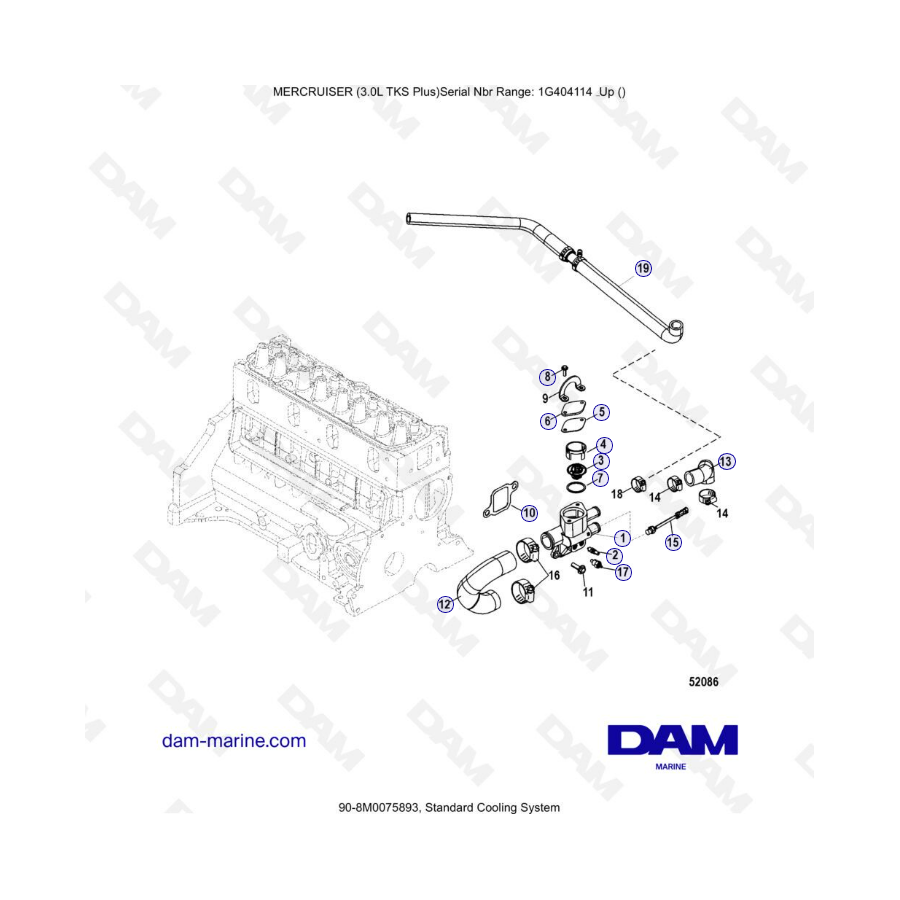 MERCRUISER 3.0L TKS - Sistema de refrigeración estándar