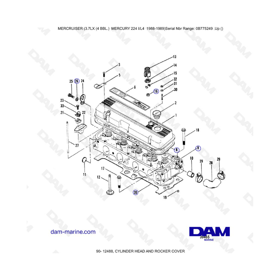 MERCRUISER 3.7LX - Cylinder head & rocker cover