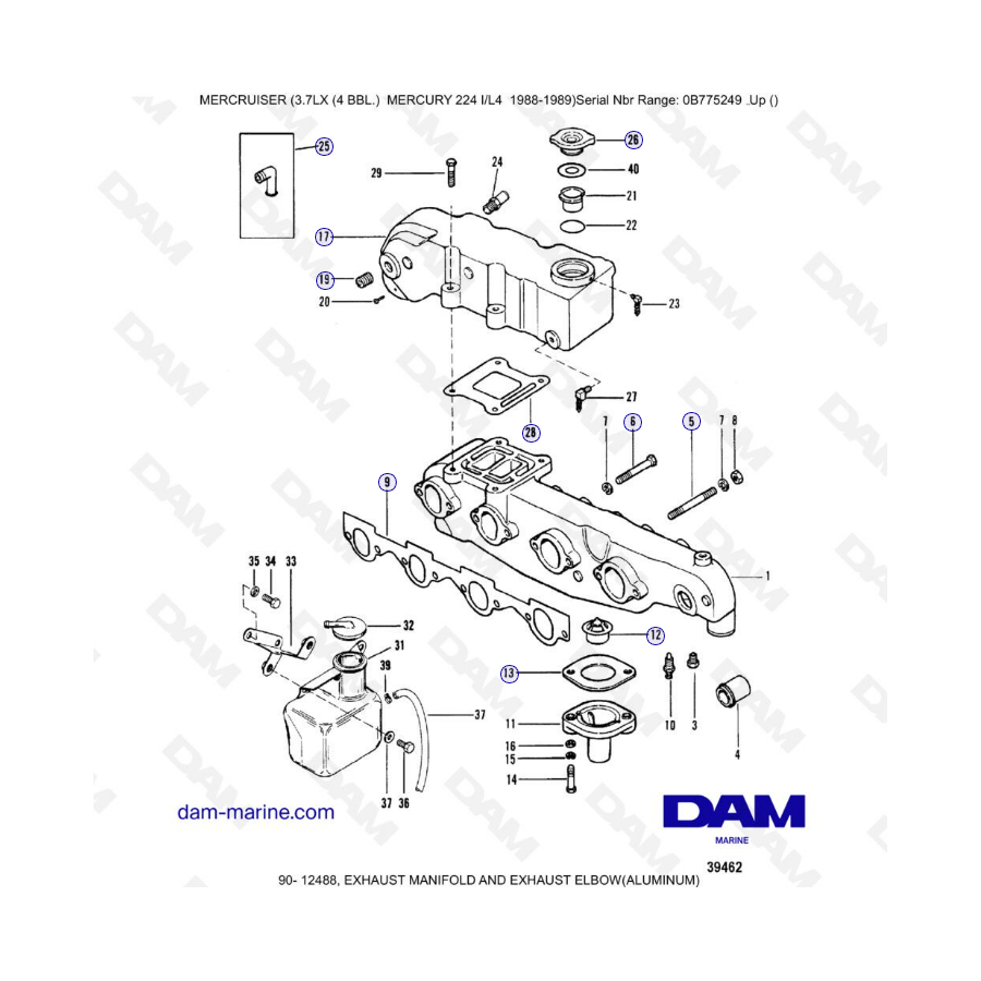 MERCRUISER 3.7LX - Exhaust manifold & exhaust elbow