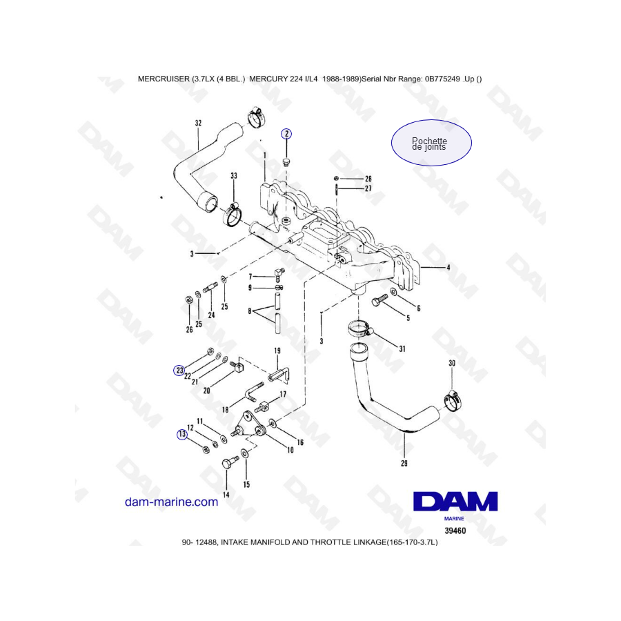 MERCRUISER 3.7LX - Intake manifold & throttle linkage