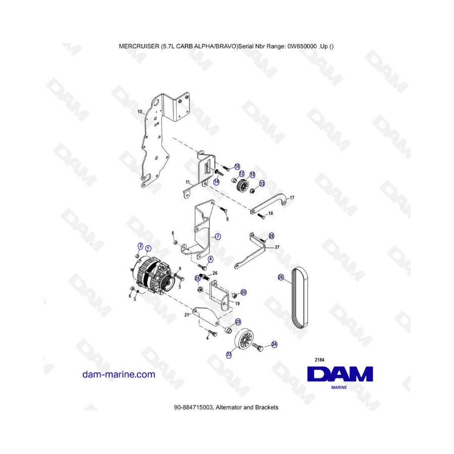 MERCRUISER 5.7L CARB - Alternador y soportes