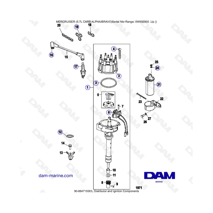 MERCRUISER 5.7L CARB - Distribuidor y componentes de encendido