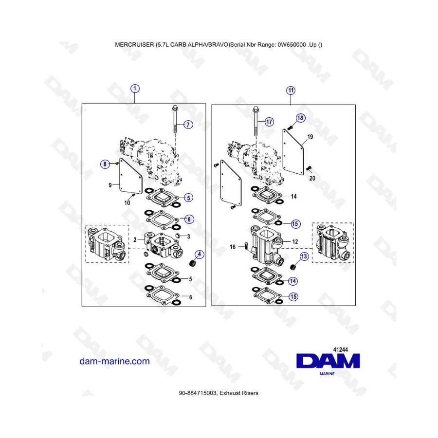 MERCRUISER 5.7L CARB - Exhaust risers