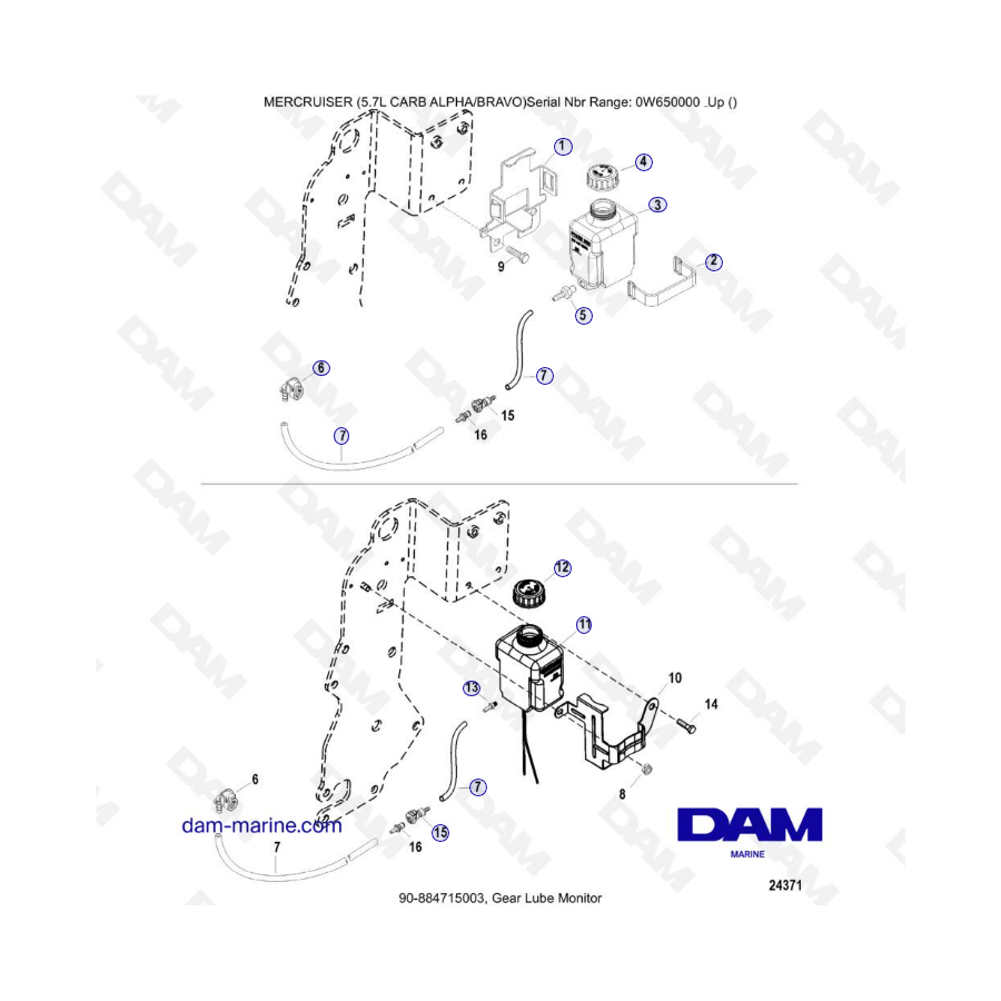 MERCRUISER 5.7L CARB - Monitor de lubricación de engranajes