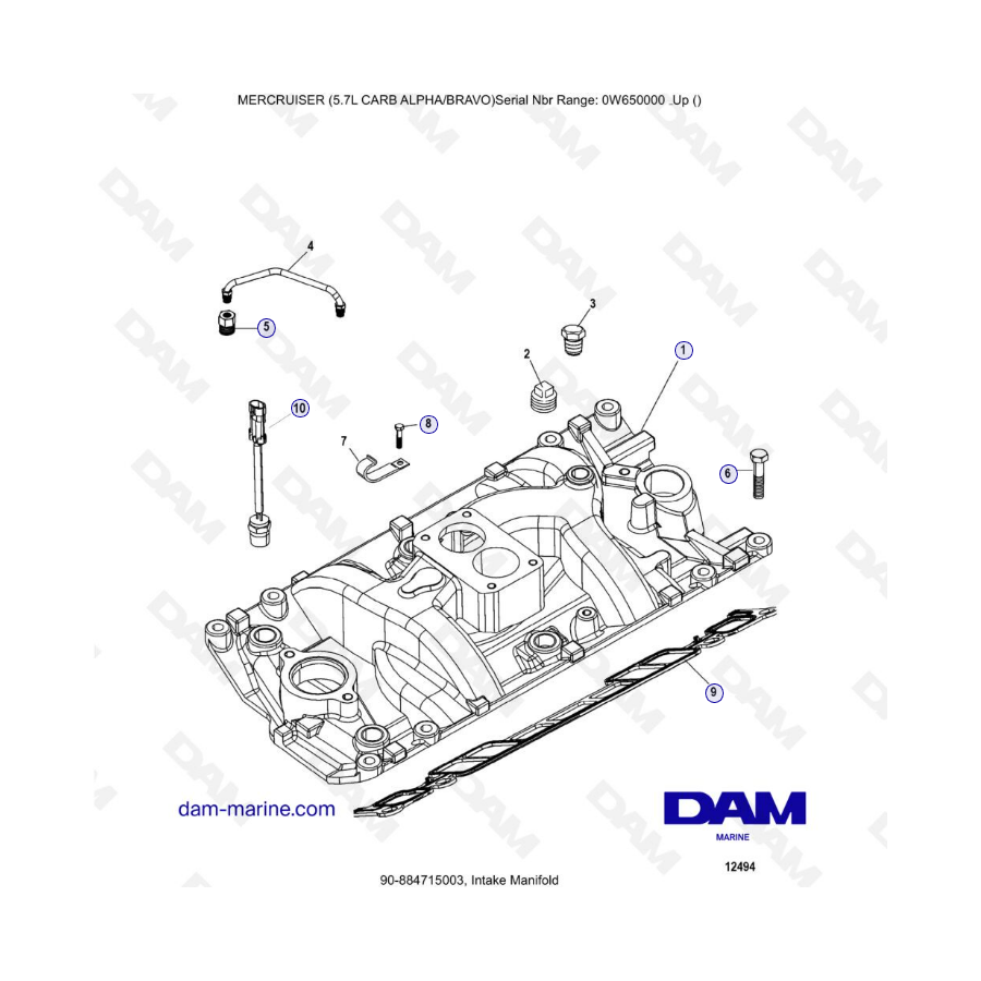 MERCRUISER 5.7L CARB - Colector de admisión