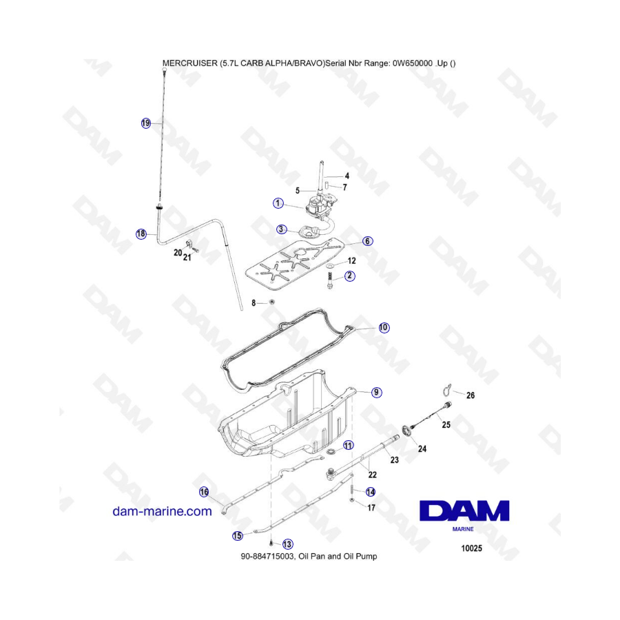 MERCRUISER 5.7L CARB - Cárter de aceite y bomba de aceite