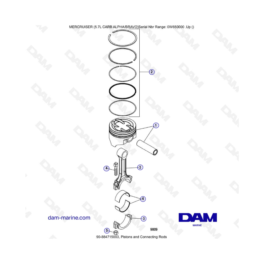 MERCRUISER 5.7L CARB - Pistones y bielas