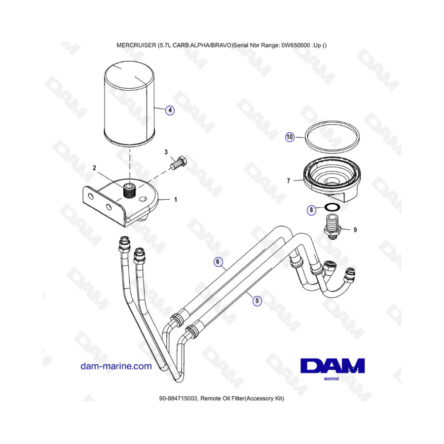 MERCRUISER 5.7L CARB - Filtro de aceite remoto