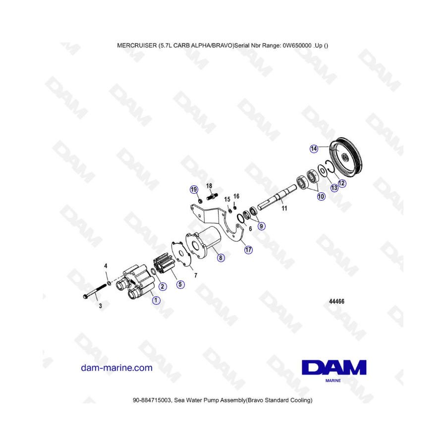 MERCRUISER 5.7L CARB - Conjunto bomba agua de mar