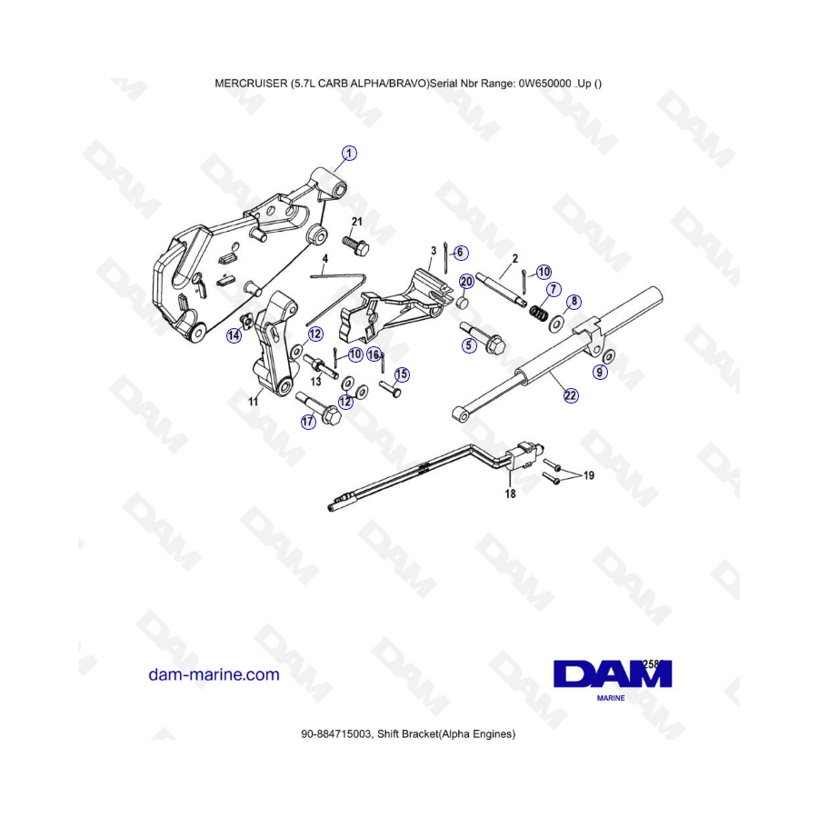 MERCRUISER 5.7L CARB - Shift bracket (alpha)