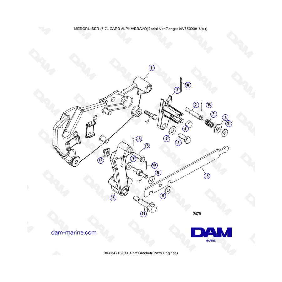 MERCRUISER 5.7L CARB - Shift bracket (bravo)