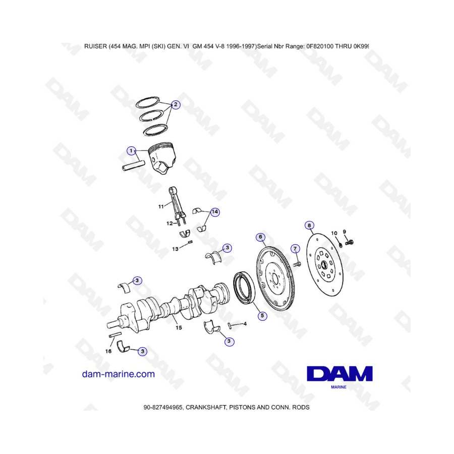 MERCRUISER 454 MAG - Cigüeñal, pistones y bielas