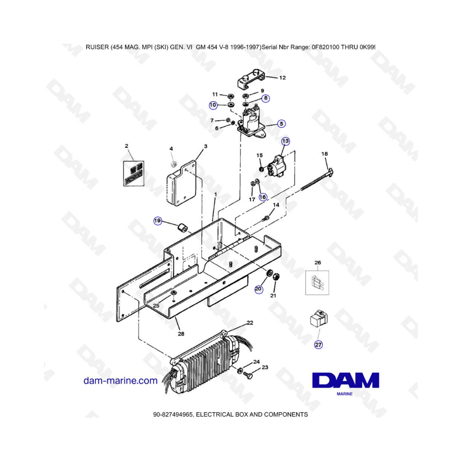 MERCRUISER 454 MAG - Electrical box & components