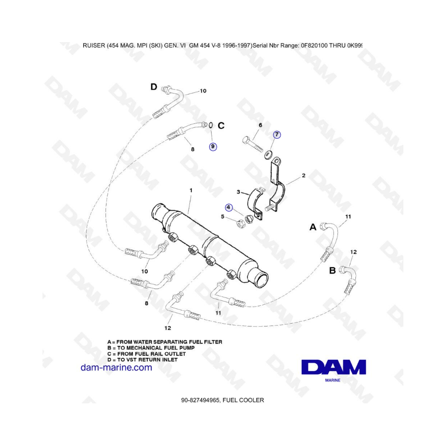 MERCRUISER 454 MAG - Enfriador de combustible