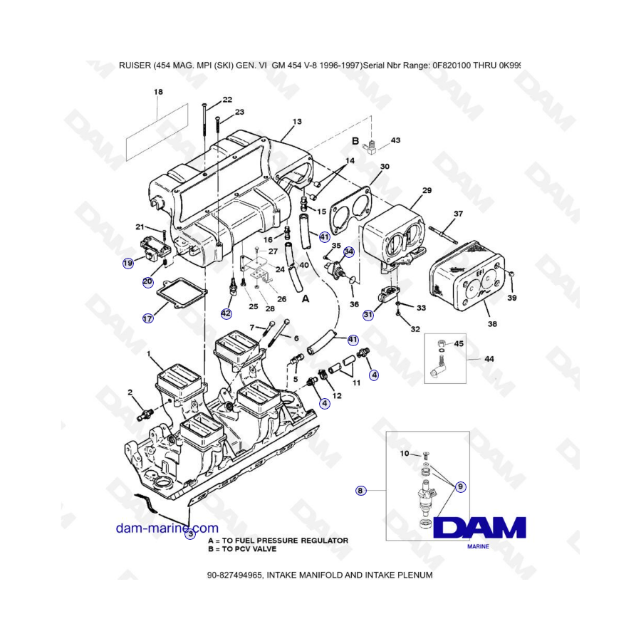 MERCRUISER 454 MAG - Intake manifold & intake plenum