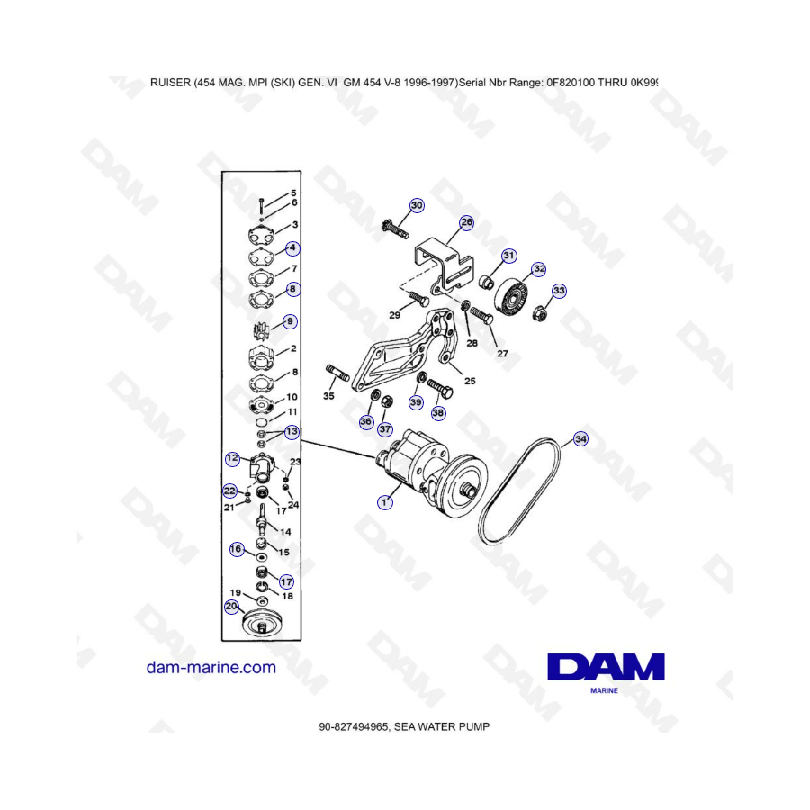 MERCRUISER 454 MAG - Sea water pump