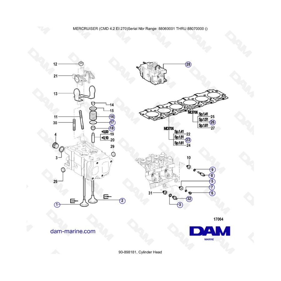 MERCRUISER CMD 4.2 EI 270 - Cylinder head