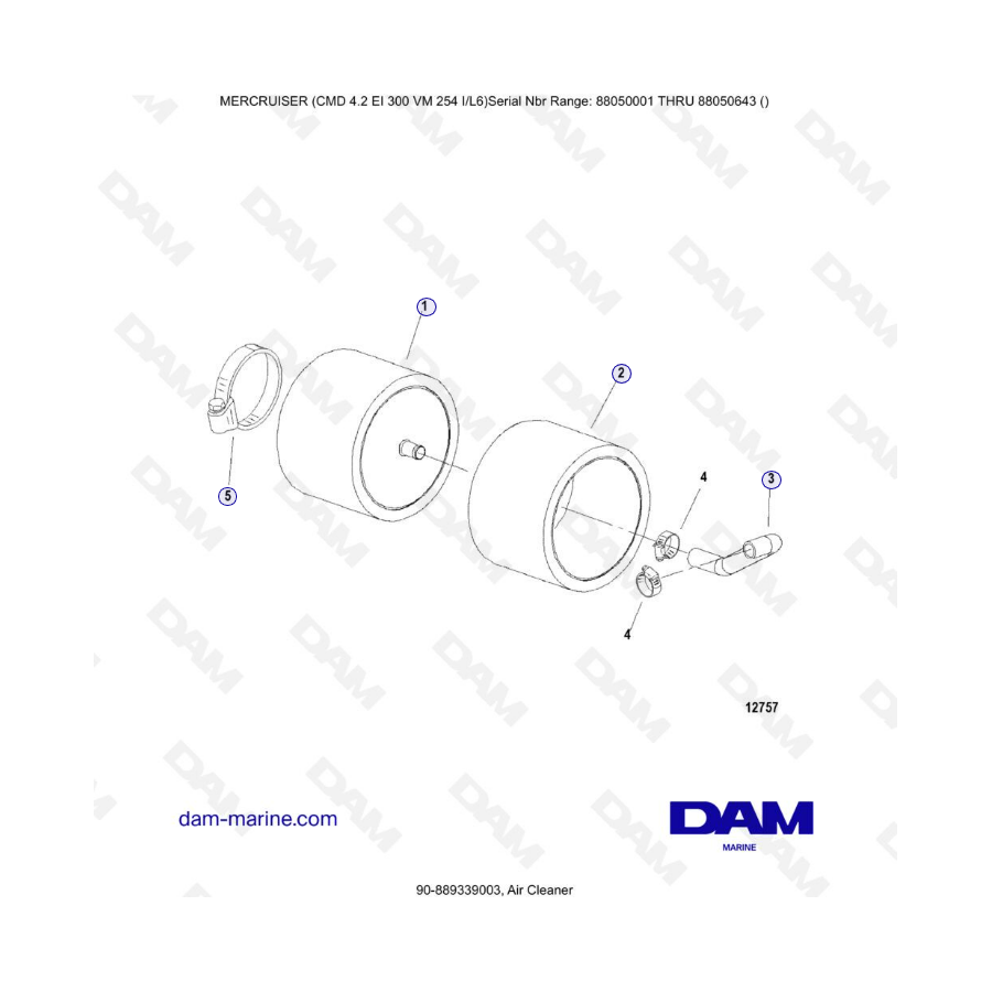 MERCRUISER CMD 4.2 EI 300 - Filtro de aire