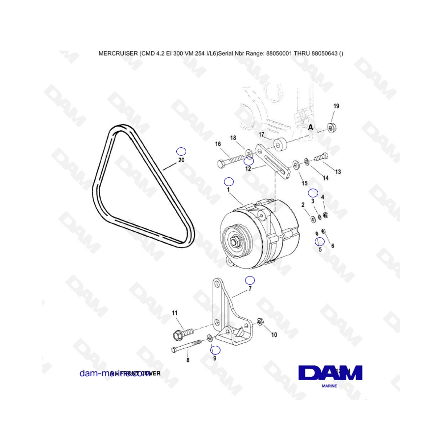 MERCRUISER CMD 4.2 EI 300 - Alternador y accesorios de montaje