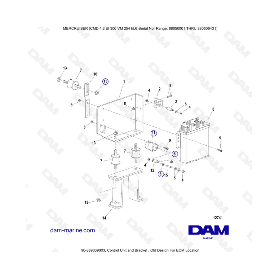 MERCRUISER CMD 4.2 EI 300 - Control unit &apos; bracket