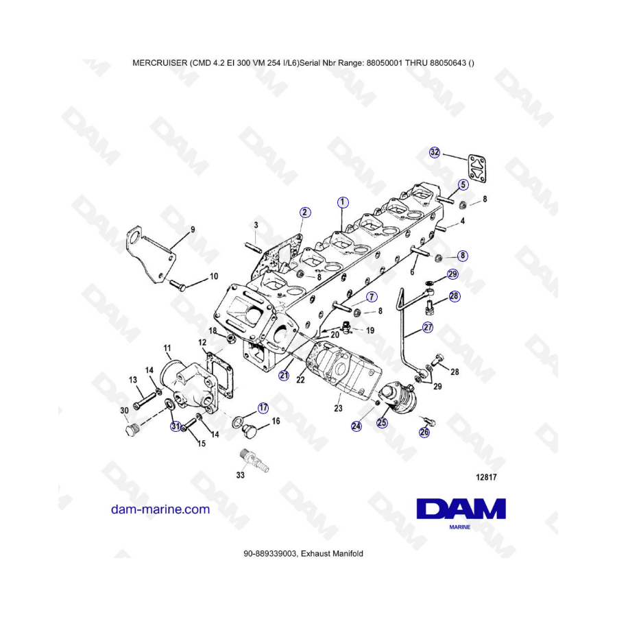 MERCRUISER CMD 4.2 EI 300 - Colector de escape