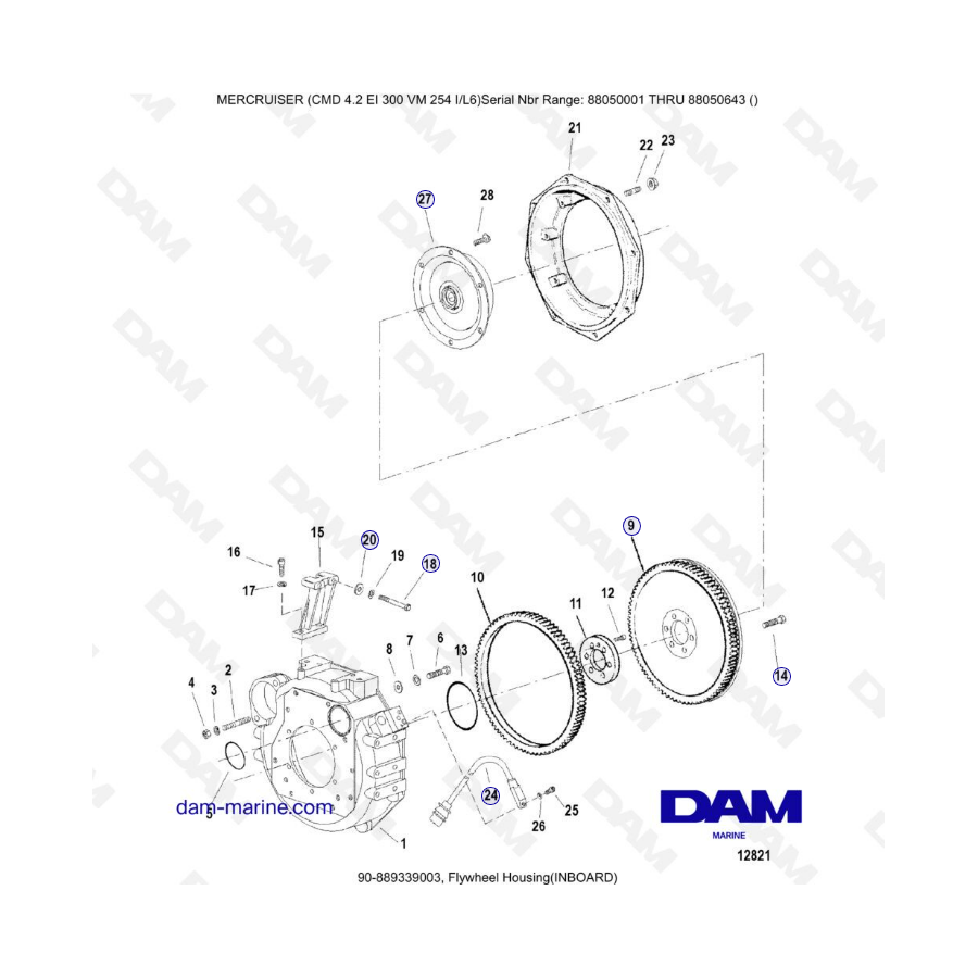 MERCRUISER CMD 4.2 EI 300 - Flywheel housing