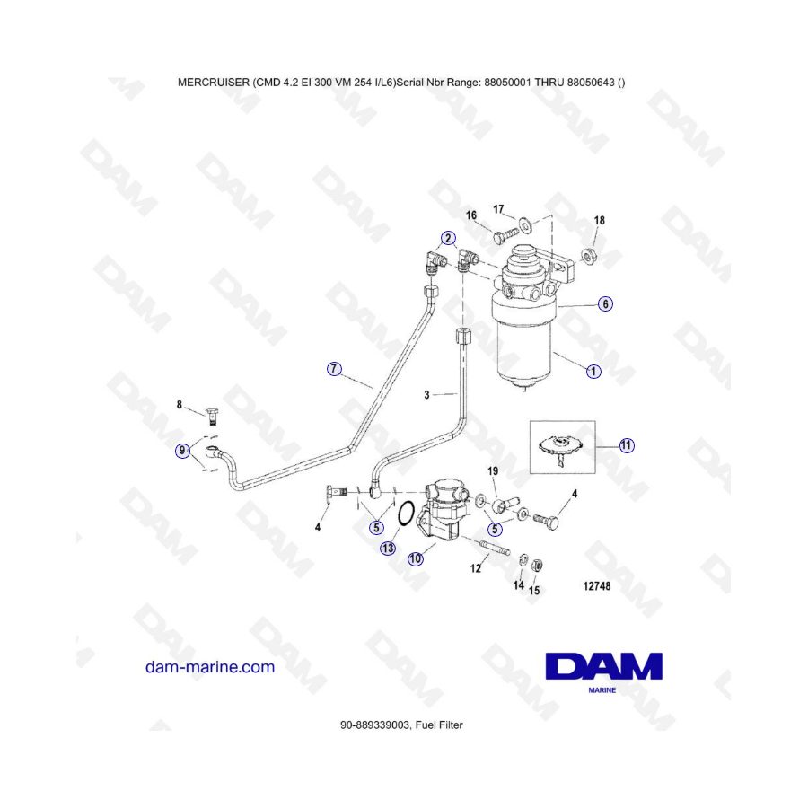 MERCRUISER CMD 4.2 EI 300 - Filtro combustible