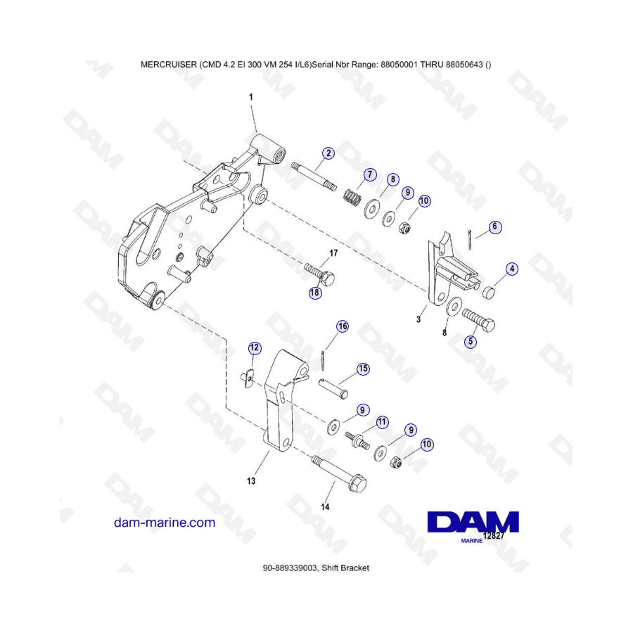 MERCRUISER CMD 4.2 EI 300 - Soporte de cambio