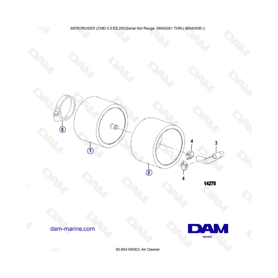 MERCRUISER CMD 4.2 ES 250 - Filtro de aire