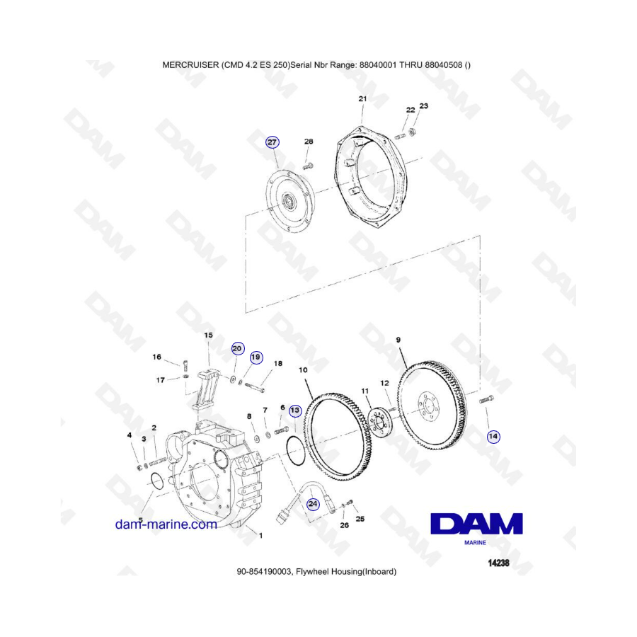 MERCRUISER CMD 4.2 ES 250 - Flywheel housing (inboard)