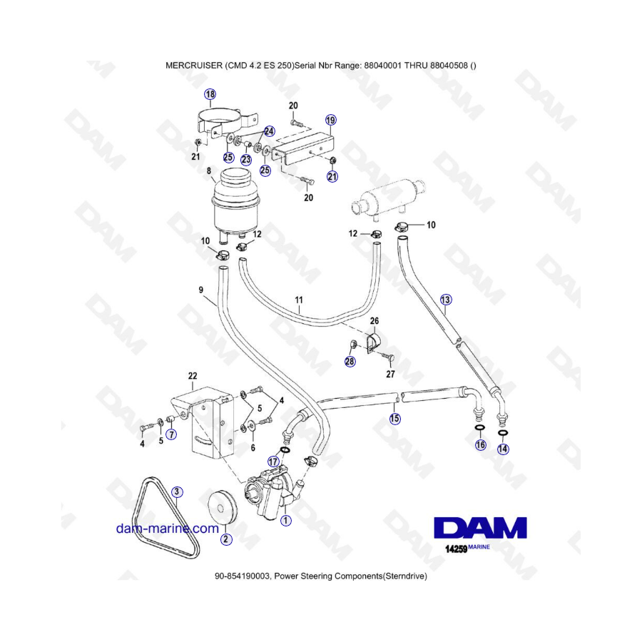 MERCRUISER CMD 4.2 ES 250 - Componentes de dirección asistida (sterndrive)