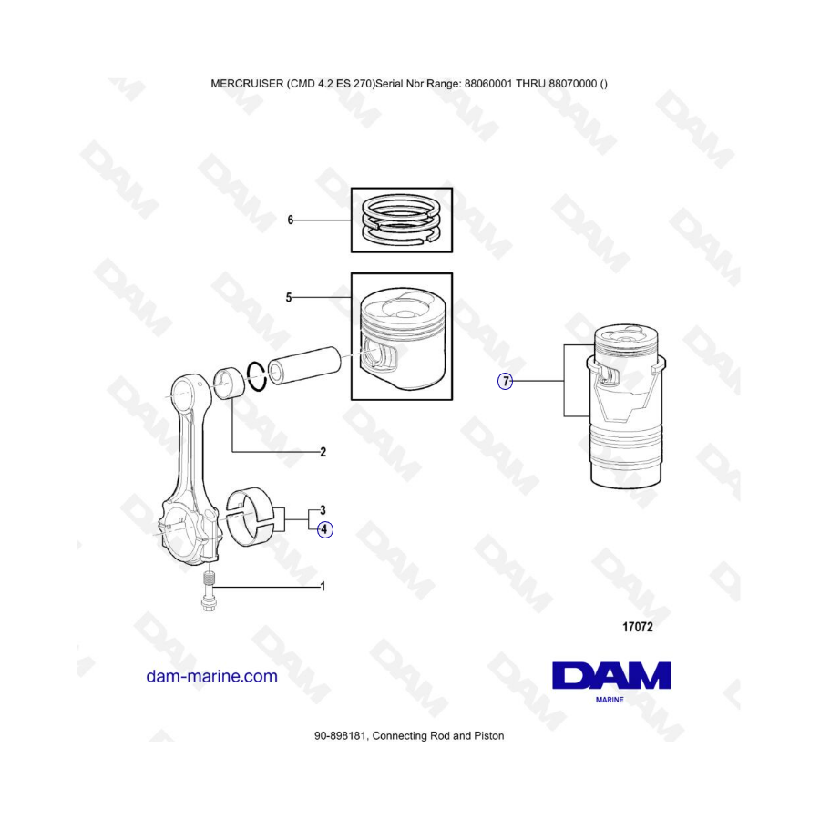 MERCRUISER CMD 4.2 ES 270 - Connecting rod & piston