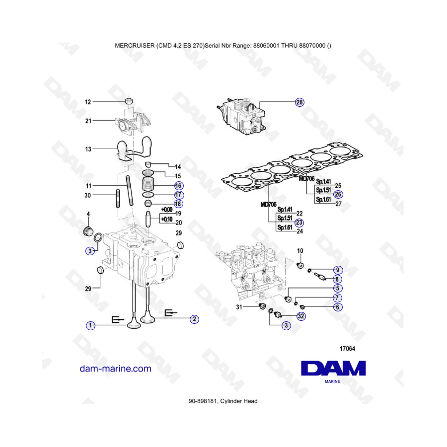 MERCRUISER CMD 4.2 ES 270 - Cylinder head