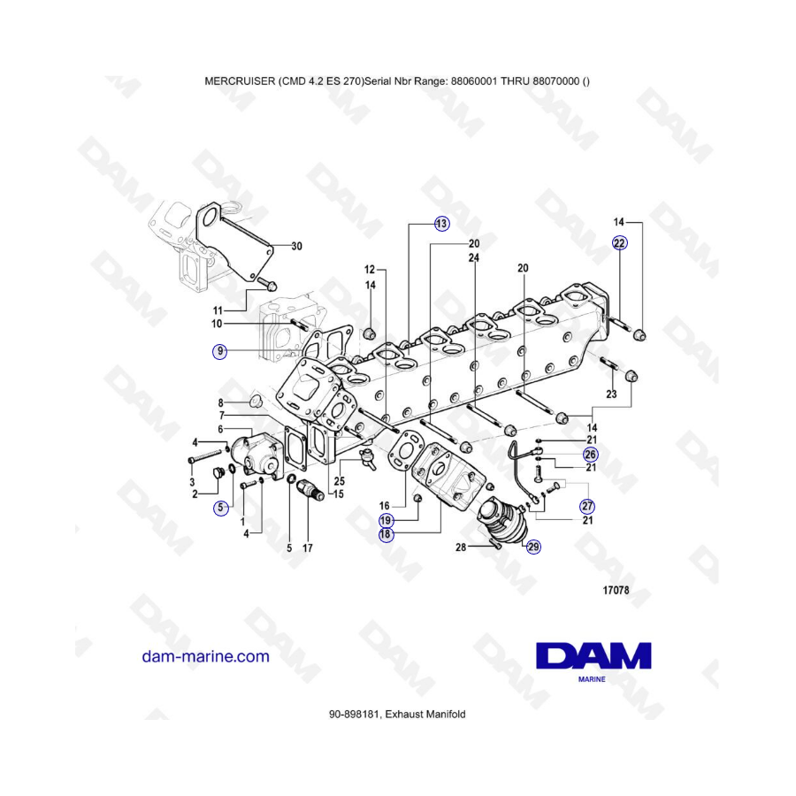 MERCRUISER CMD 4.2 ES 270 - Colector de escape