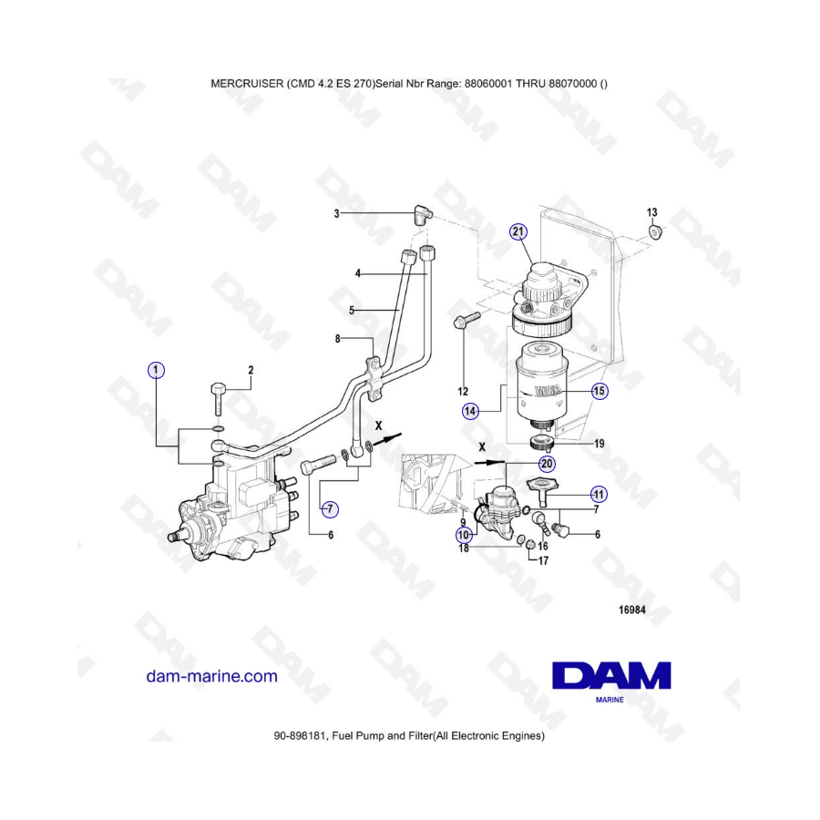 MERCRUISER CMD 4.2 ES 270 - Bomba y filtro de combustible (electrónico)