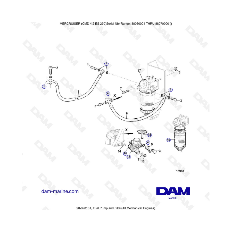 MERCRUISER CMD 4.2 ES 270 - Fuel pump & filter (mechanical)