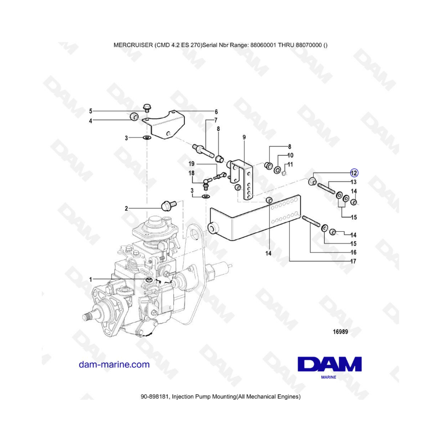 MERCRUISER CMD 4.2 ES 270 - Injection Pump Mounting (Mecha)