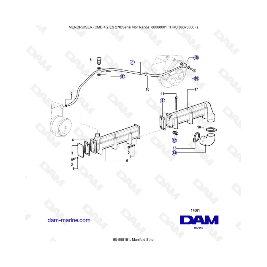 MERCRUISER CMD 4.2 ES 270 - Manifold strip