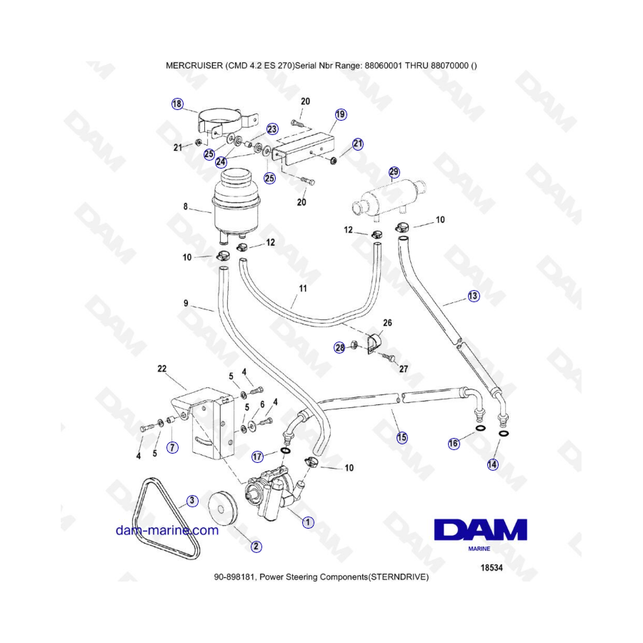 MERCRUISER CMD 4.2 ES 270 - Componentes de dirección asistida