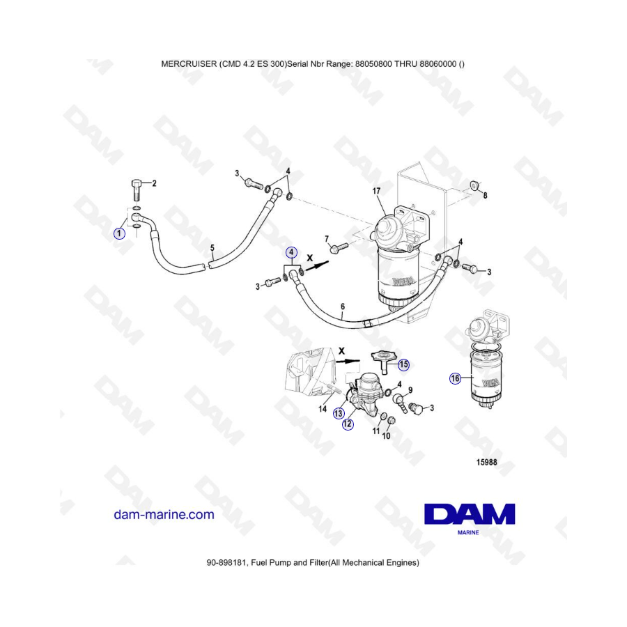 MERCRUISER CMD 4.2 ES 300 - Fuel pump & filter (mecha)