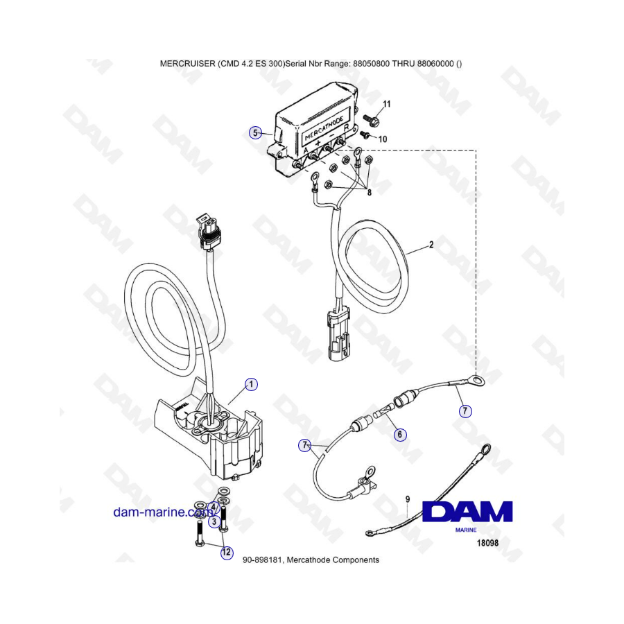 MERCRUISER CMD 4.2 ES 300 - Componentes Mercathode