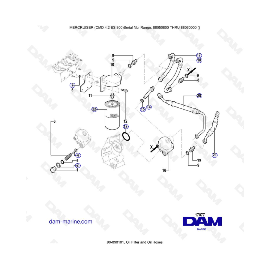 MERCRUISER CMD 4.2 ES 300 - Oil filter & oil hoses